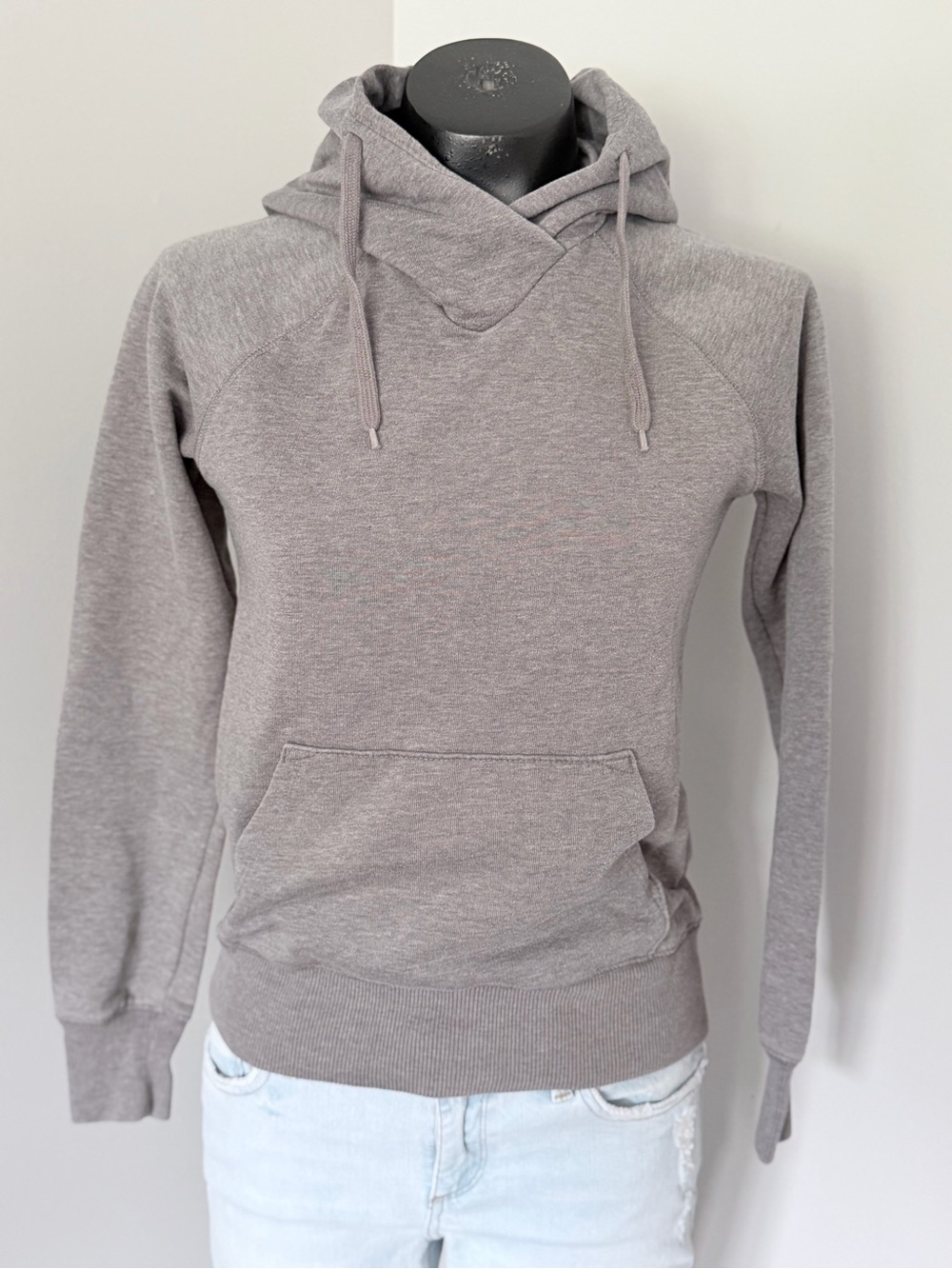 H&M Divided | Heather Gray Cross-Neck Hooded Sweatshirt Size 6